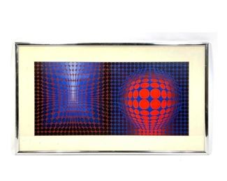 Lot 807 VICTOR VASARELY Op Art Print. 5369. No Signature found.