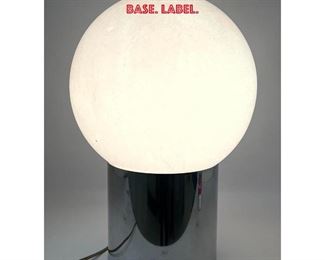 Lot 810 KOVACS Chrome Modernist Table Lamp. Large Acrylic Ball Shade rests on Chrome Tube Base. Label. 