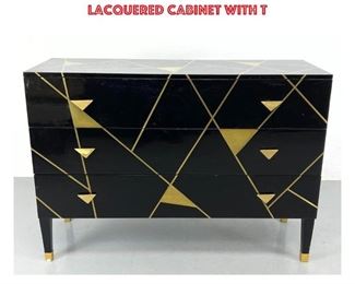 Lot 819 Designer Gio Ponti Style Brass Trim Bachelor s Chest. Dresser. Three Drawer Lacquered Cabinet with t