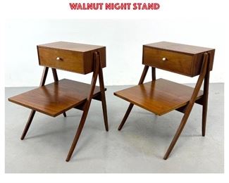 Lot 826 Pair Kipp Stewart Side Table for Drexel Declaration Night stands. American Modern Walnut Night Stand