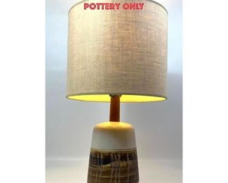 Lot 830 Gordon Martz Studio Pottery Table Lamp. Short lamp with incised lines. Original finial. Pottery only