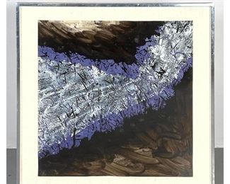 Lot 833 Modernist Abstract Painting. Framed. 