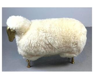 Lot 842 FrancoisXavier Lalanne Style Sheep Sculpture. Fur with Brass Head and Legs.