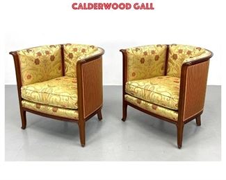 Lot 844 Paul Fallot Art Nouveau Barrell Lounge Chairs. Carved wood frames. 1905 purchased at Calderwood Gall