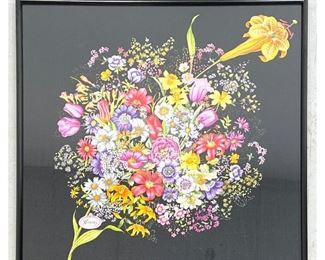 Lot 852 Framed GUCCI scarf. Flower Bouquet. 