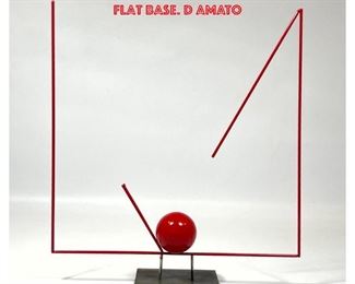 Lot 857 GEORGE D AMATO Modernist Abstract Sculpture. Red Sphere in Minimalist Form. Steel Flat Base. D AMATO