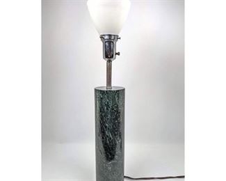 Lot 860 Von Nessen Style Marble Column Lamp. Green marble.