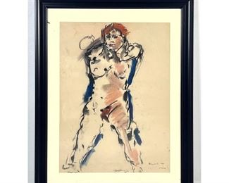 Lot 868 Michael Goldberg Charcoal Drawing Art. 