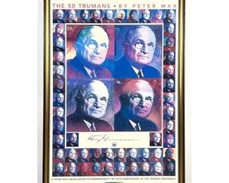Lot 871 Peter Max Harry Truman exhibit poster. Signed and dated 2002. 