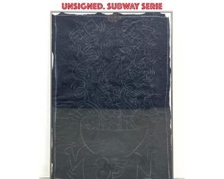Lot 873 Keith Haring inspired Modern Art Drawing. White line figures on black ground. UNSIGNED. Subway serie