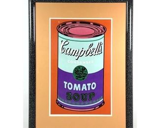 Lot 875 Campbell s Tomato Soup Can Print. Inspired by Warhol. Framed. 