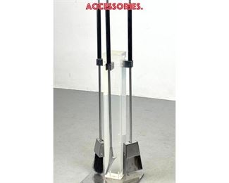 Lot 879 Alessandro Albrizzi Fire place tools Lucite and Chrome. Black handles. Fireplace Accessories. 