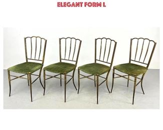 Lot 886 set 4 LUBERTO DESIGNS Brass Side Dining Chairs. Italian. Scalloped Top Spindle Backs. Elegant form l
