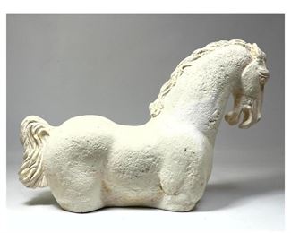 Lot 887 Mid Century Modern Plaster Horse Sculpture.