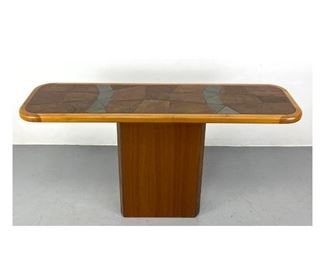 Lot 920 Danish Modern teak and tile console Sofa table