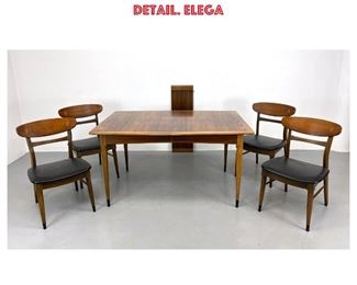 Lot 928 5pc LANE American Modern Walnut Dining Set. Banded Table Top with Contrasting Dovetail Detail. Elega