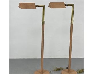 Lot 937 Pair Brass and Painted Finish Reading Floor Lamps. 