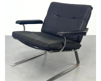 Lot 941 Mid Century Modern Solid Flat Chromed Steel Lounge Chair. Baughman Style. 