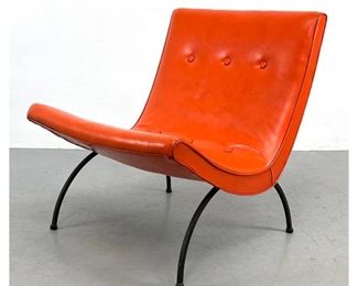 Lot 940 1950s Milo Baughman Scoop Lounge Chair. Iron base.