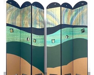 Lot 952 Pair Post Modern 3 Panel Folding Screens Room Dividers. . Panels 17 inches