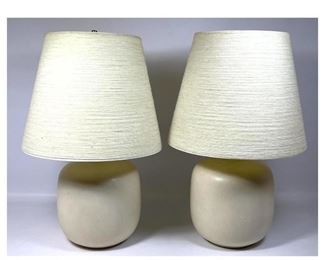 Lot 958 Pair Lotte Bostlund table lamps. string wrapped shades.