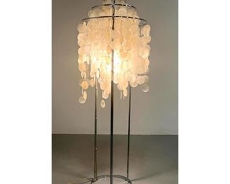Lot 963 Verner Panton Capiz Lamp. Chrome frame.