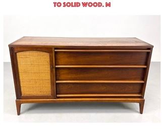 Lot 965 LANE Credenza Server. American Modern Walnut. Door panel reverses from woven rattan to solid wood. M