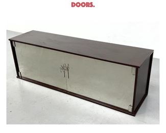 Lot 967 Vittorio Introini 1970 s wall mounted credenza cabinet. wood with Stainless Steel Doors. 