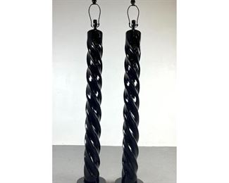 Lot 982 Pair decorator Twisted Column Floor Lamps. 