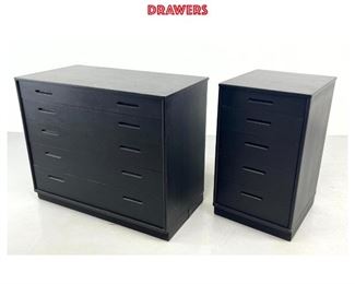 Lot 987 2pcs Edward Wormley for Dunbar Cabinets. Tall stand and graduated chest of drawers