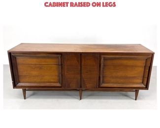 Lot 992 BASICWITZ American Modern Walnut Credenza. Low Dresser. Framed Panel Facade. Cabinet raised on legs