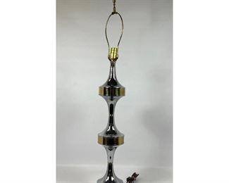 Lot 999 Mid Century Modern Stacked Chrome and Brass Lamp 