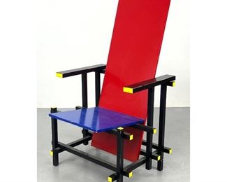 Lot 1005 Gerrit Rietveld Style Bauhaus Red and Blue Chair 