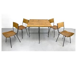 Lot 1009 5pc Arthur Umanoff Dining Set. Table and 4 Chairs. 