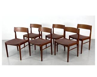 Lot 1014 Set 6 Danish Teak Dining Side Chairs. Upholstered Seats. 