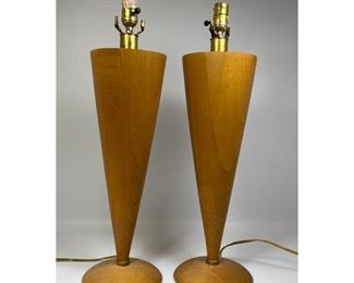 Lot 1018 Pair of modernist maple table lamps