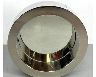 Lot 1032 C Jere style Deep Well Round Frame Wall Mirror. Brass Round Frame. Unmarked.