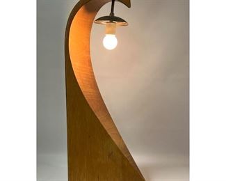 Lot 1033 Modernist Abstract Wood Lamp. Curved Form. Baughman style.
