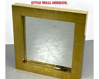 Lot 1035 Paul Evans Style Chrome Patchwork Wall Mirror. Unmarked. Square Brass Cityscape style Wall Mirror. 
