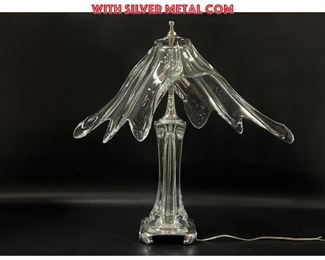 Lot 1039 French Crystal Shade Table Lamp. Handkerchief form Crystal Shade. Crystal base with silver metal com