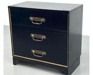 Lot 1041 Black Lacquered Modernist Bachelor s Chest. Dresser. Brass trim and pulls. 