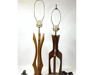 Lot 1043 2pcs American Modern Walnut Table Lamps. 