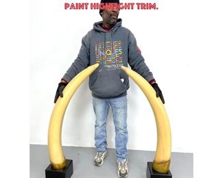 Lot 1044 Pr Figural Faux Tusk Sculptures. Designer Accents. Cast forms. Gold and black paint highlight trim. 