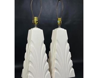 Lot 1045 Pr Modernist Cream Glazed Table Lamps. 
