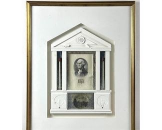Lot 1050 3 dimensional Frame art commemorative George Washington. Framed under glass. 