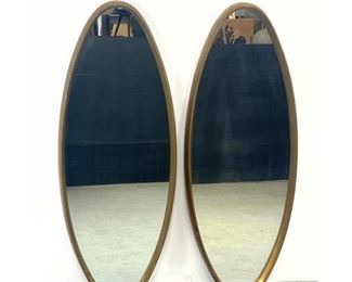Lot 1057 Pr Elongated Elliptical Gold Framed Wall Mirrors