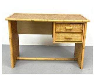 Lot 1068 French Wicker Rattan Writing Desk. 