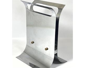 Lot 1077 Modernist Chrome Sculptural Magazine Rack. 