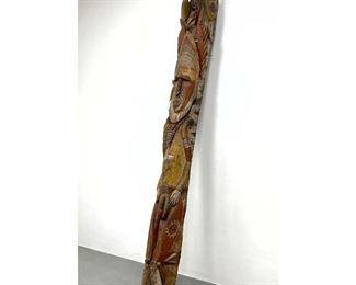 Lot 1080 Carved Wood Polychrome Painted Totem. 9.5 Tall. Carved Human Form