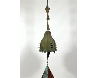 Lot 1081 SOLERI Bronze Bell for ARCOSANTI. Has hanging chain and paddle. 